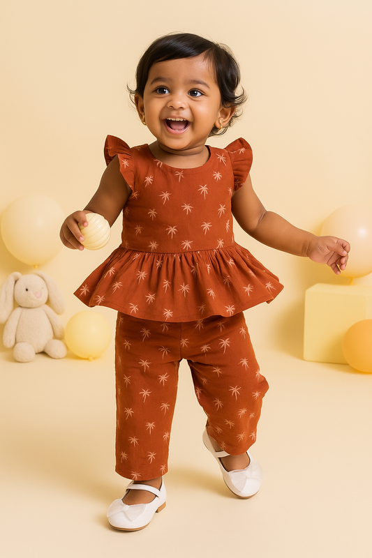 Coloured Muslin Co-ords - Honey Brown