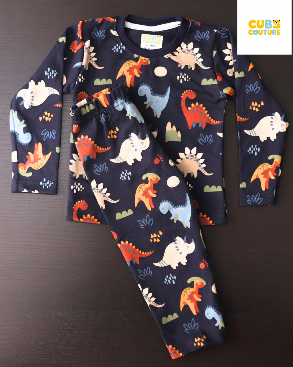 Navy Blue Dino Full Sleeve Co-ords Set
