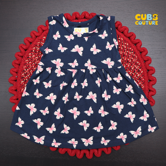 After School Frocks Navy Butterfly