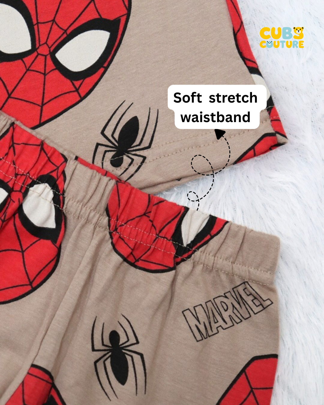 Brown SpiderMan Half Sleeve Full Pant Co-Ords