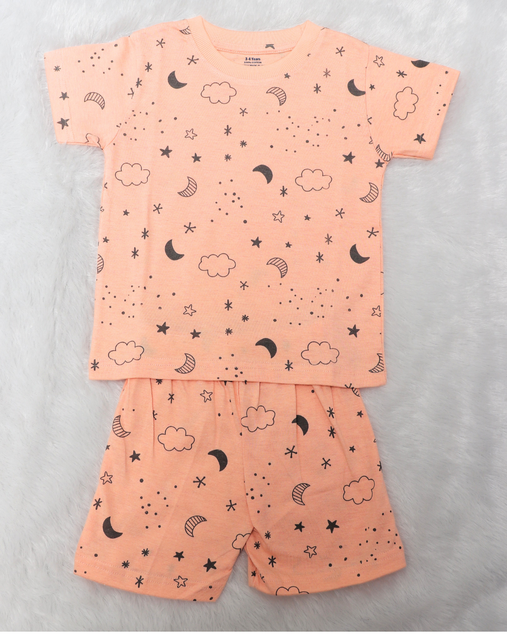 Peach Stars Half Sleeve - Shorts Co-Ords
