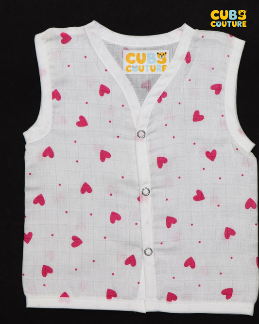 Muslin Jabla - Pink Hearts