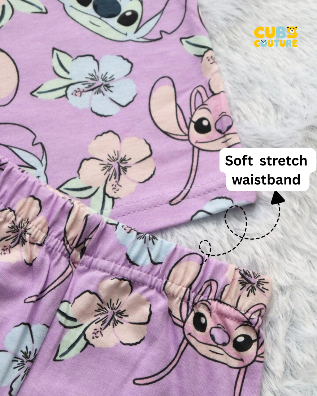 Lavender Stitch Half Sleeve Full Pant Co-Ords