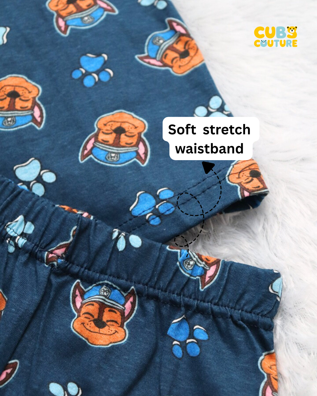 Navy Blue Paw Patrol Half Sleeve Full Pant Co-Ords
