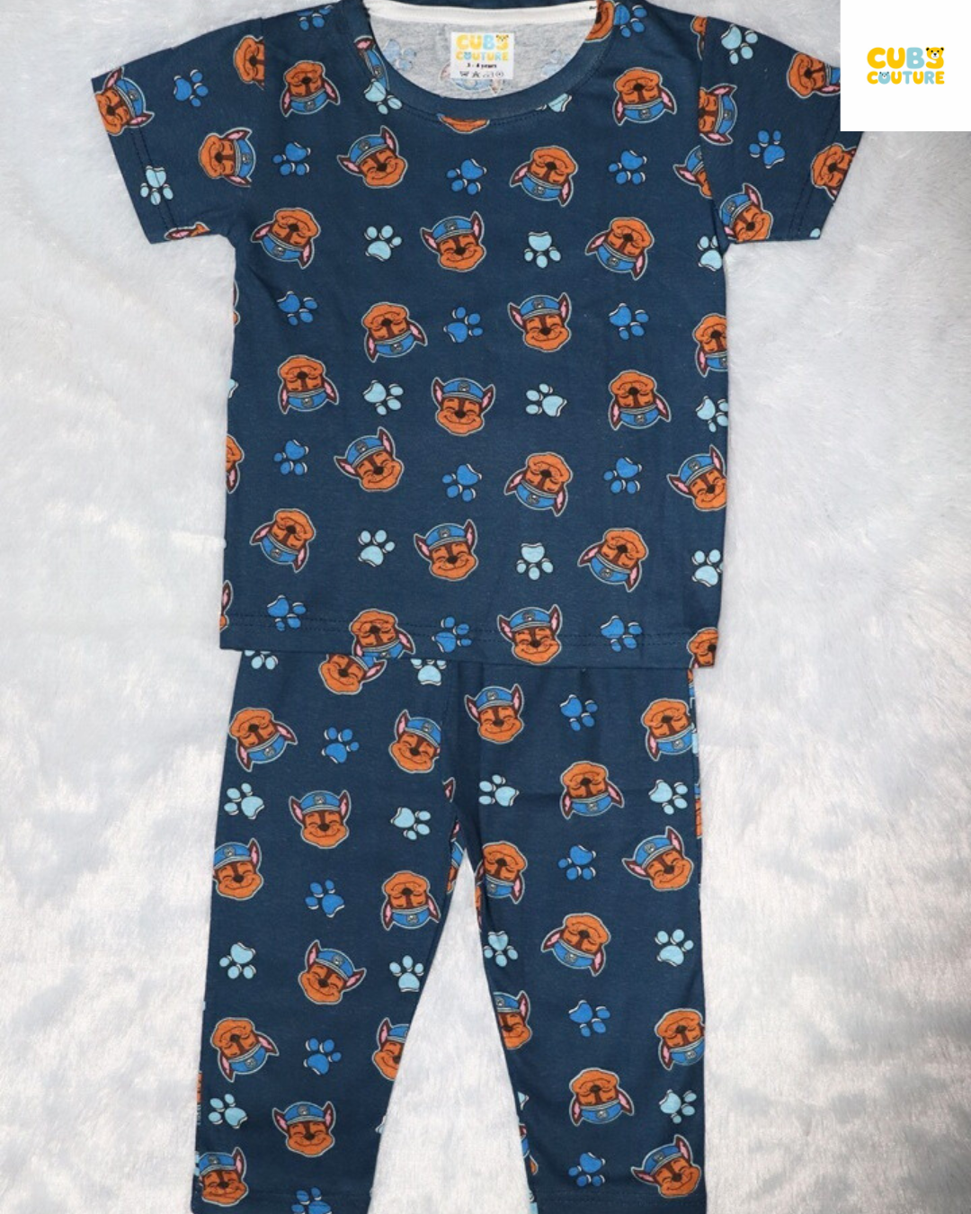 Navy Blue Paw Patrol Half Sleeve Full Pant Co-Ords