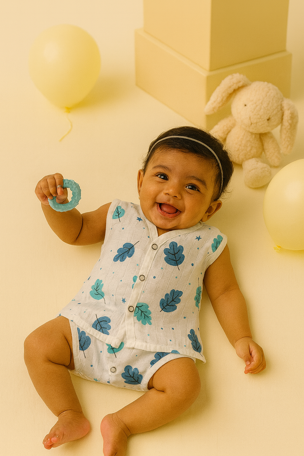 Muslin Jabla - Autumn Blue Leaf