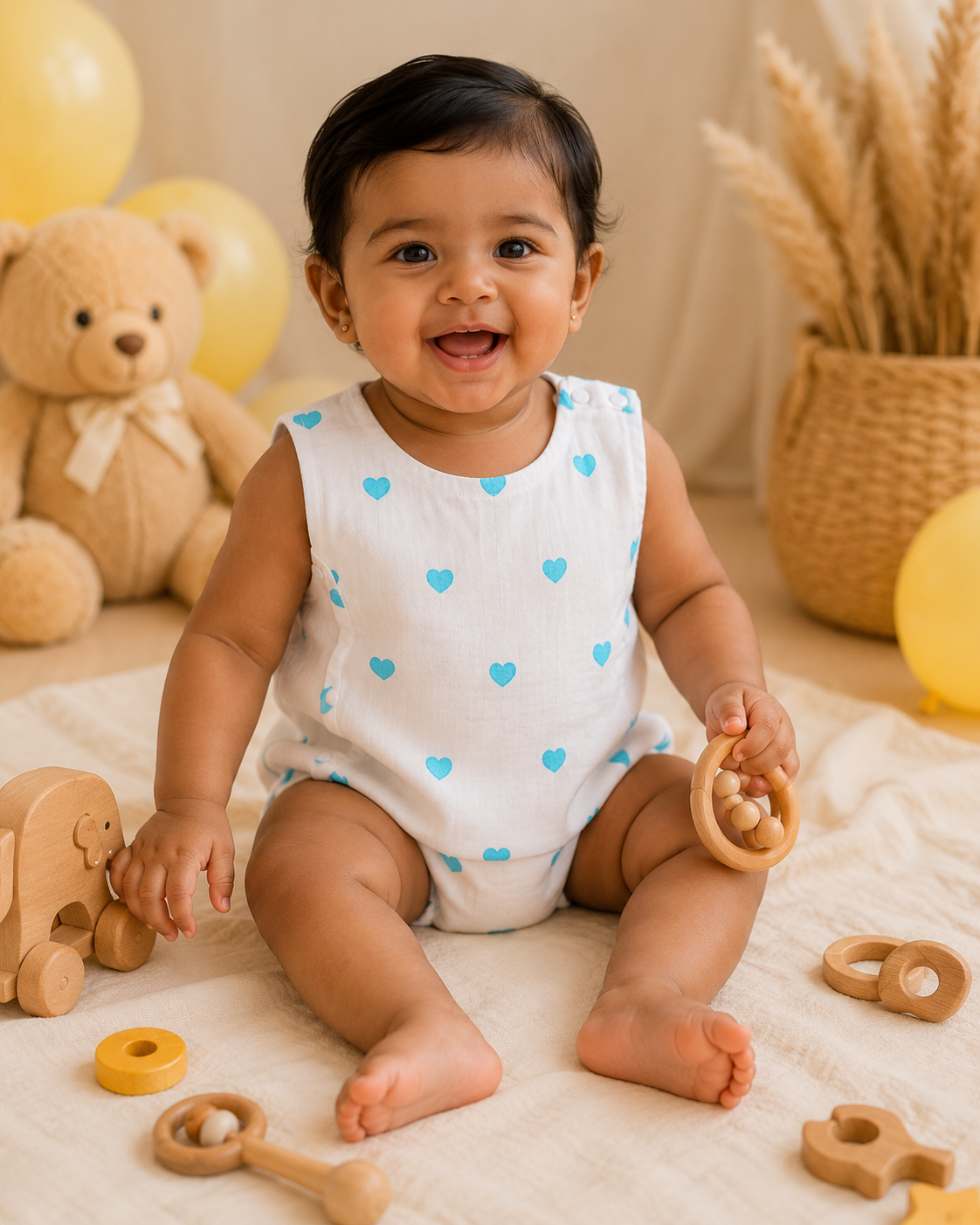 Blue Hearts Muslin Flip-Jabla