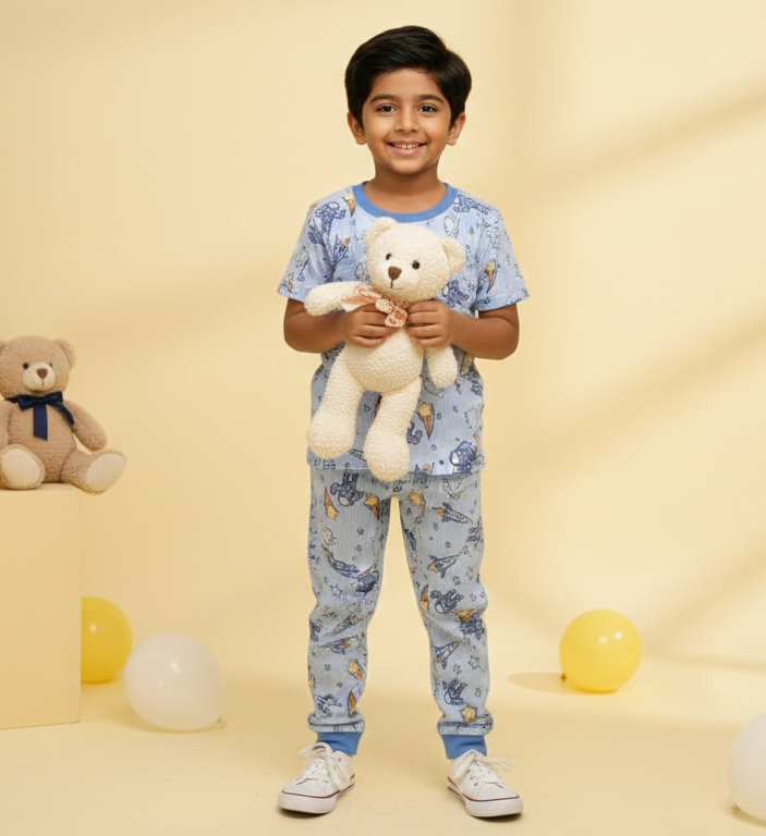 Blue Space Half Sleeve Full Pant Co-Ords