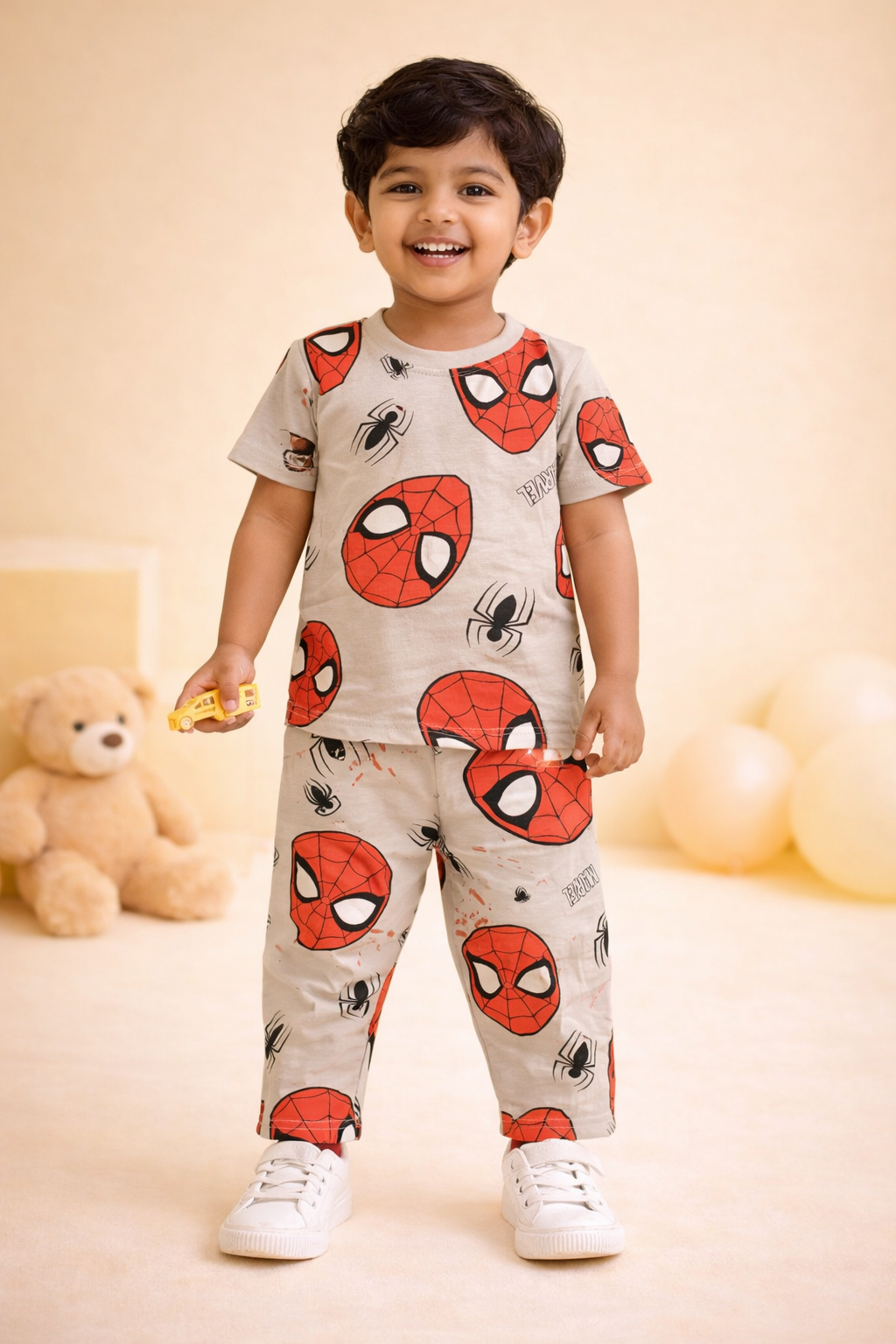 Brown SpiderMan Half Sleeve Full Pant Co-Ords