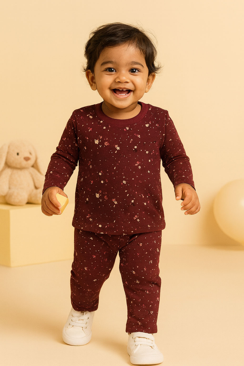 Marrroon Flower Co-Ords