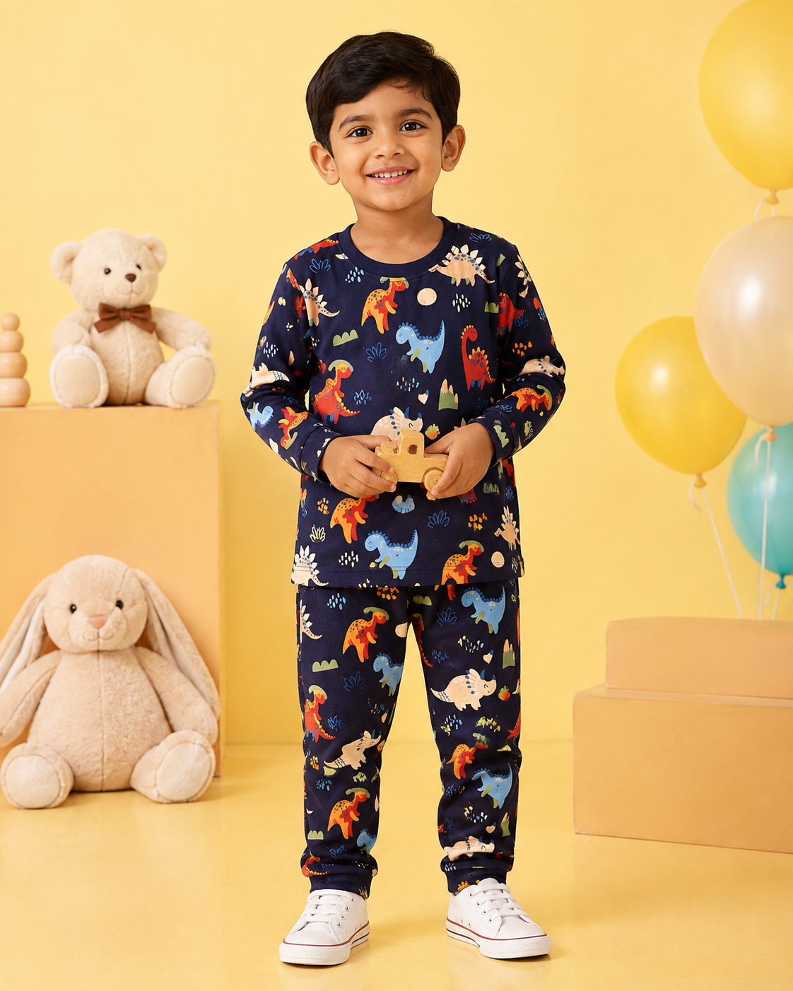 Navy Blue Dino Full Sleeve Co-ords Set