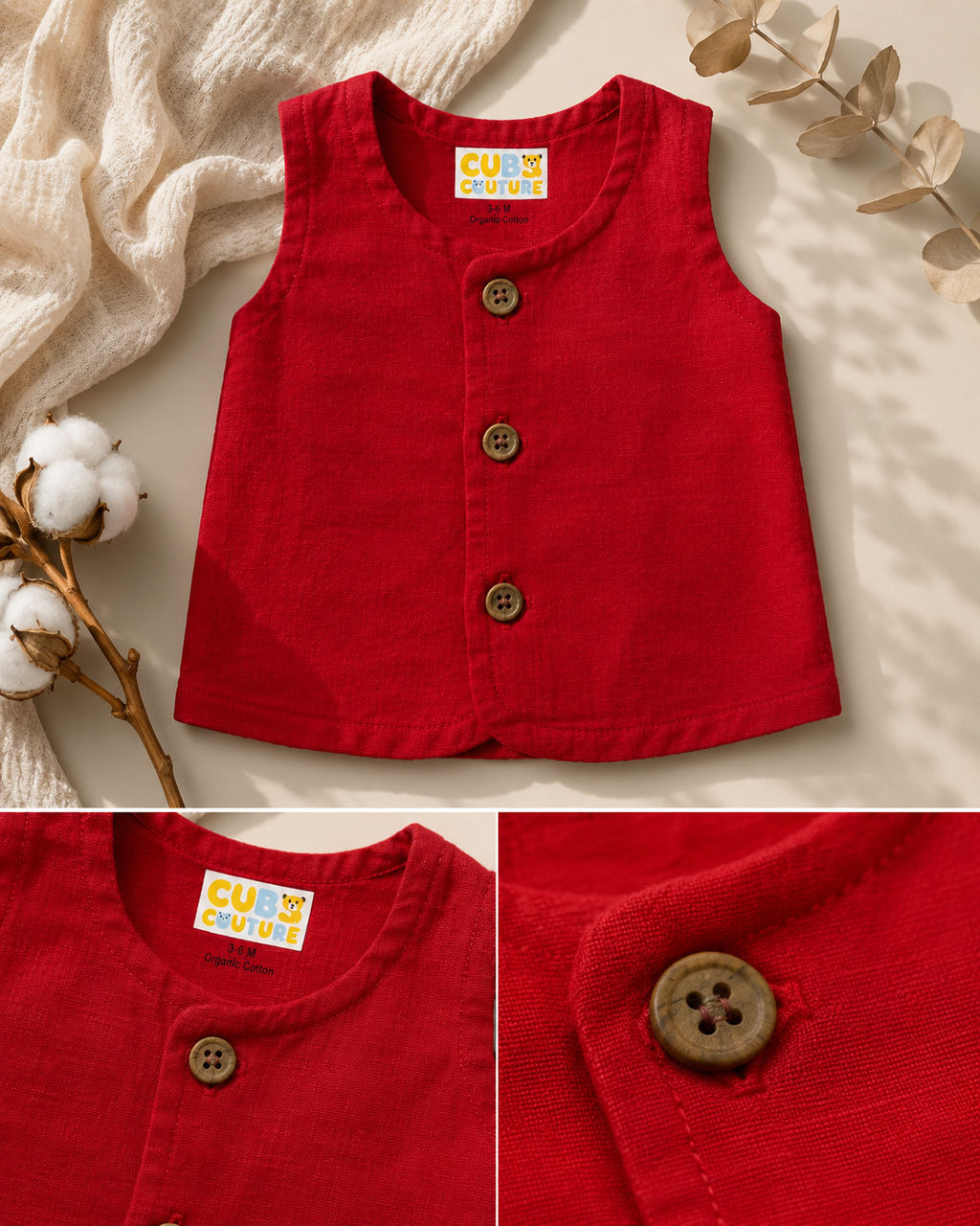Cherry Red Muslin 2-Layer Jabla