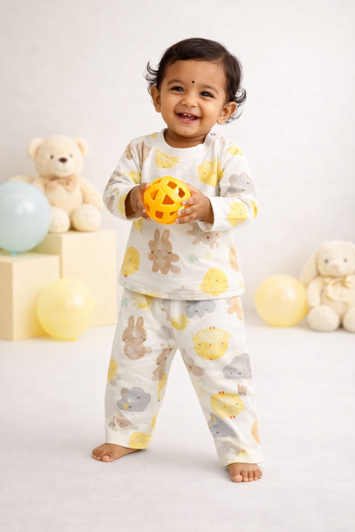 Cream Bunny Full-Sleeve Co-ords
