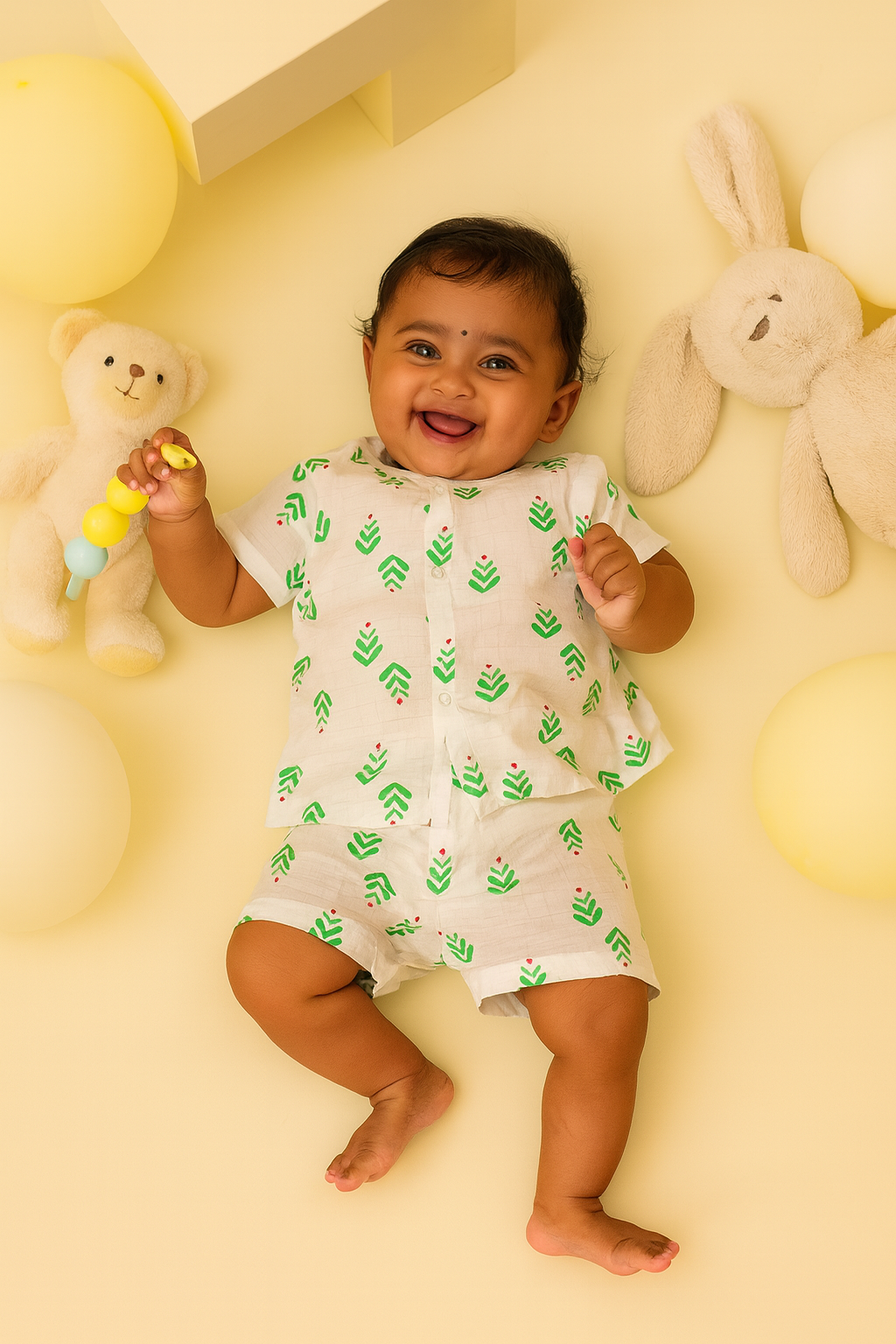 Muslin Jabla - Green Leaves