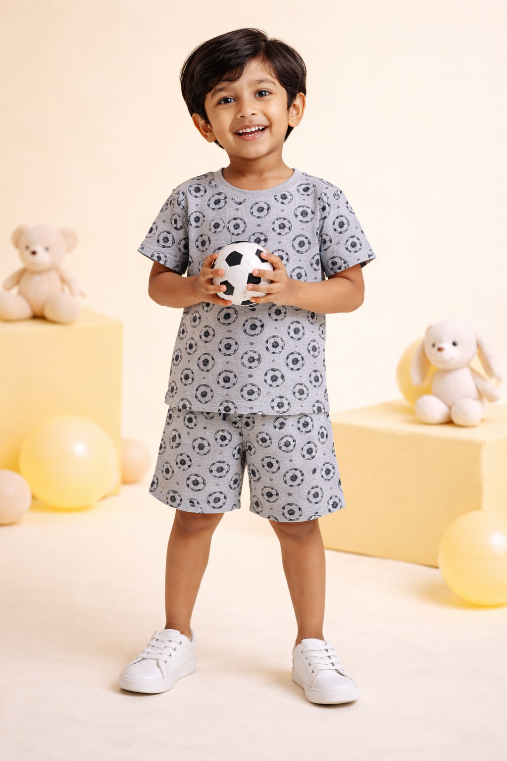 Grey Football Half Sleeve - Shorts Co-Ords