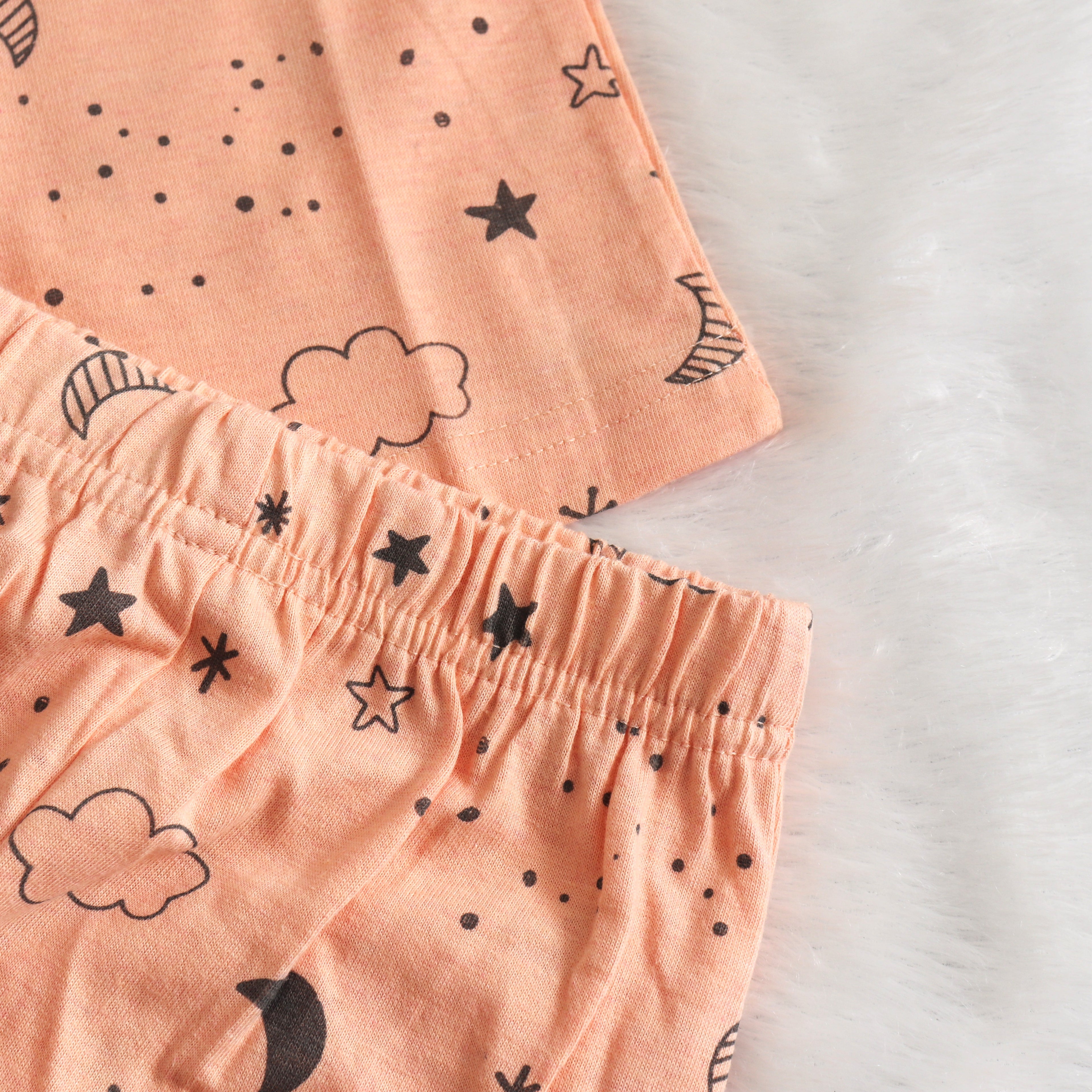Peach Stars Half Sleeve - Shorts Co-Ords