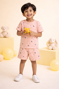 Peach Stars Half Sleeve - Shorts Co-Ords