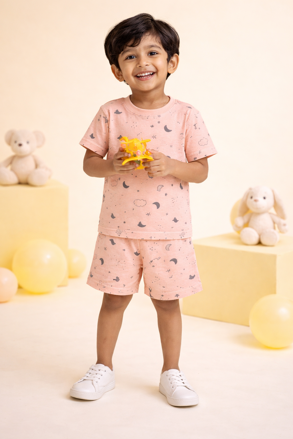 Peach Stars Half Sleeve - Shorts Co-Ords