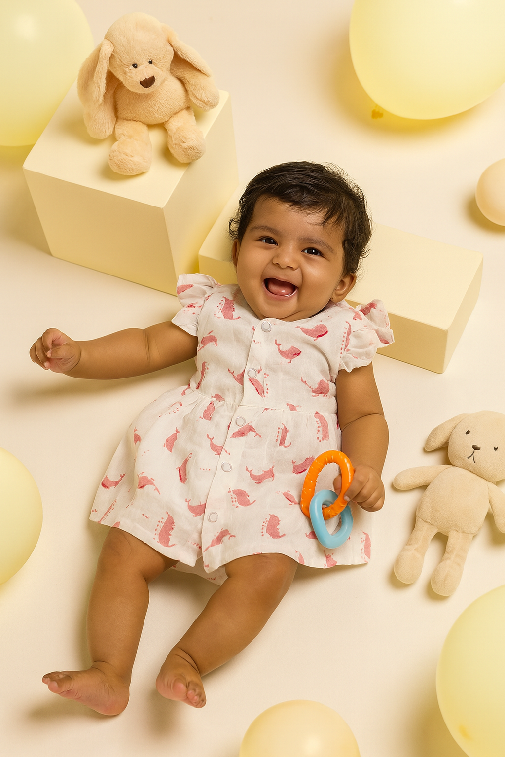 Muslin Frill Frocks - Pink Fish