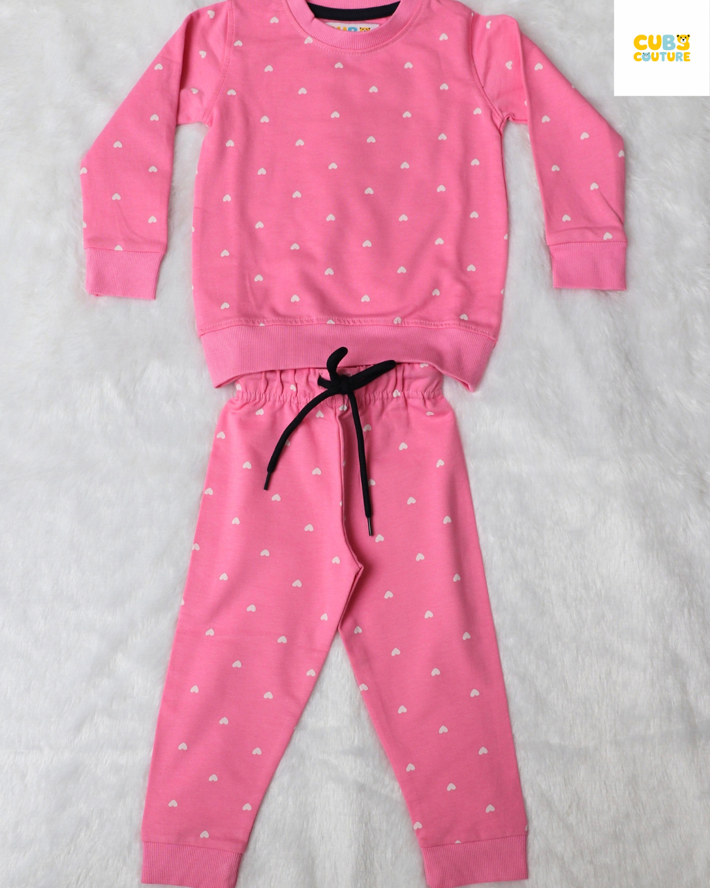Pink Hearts Full Sleeve Co-ords
