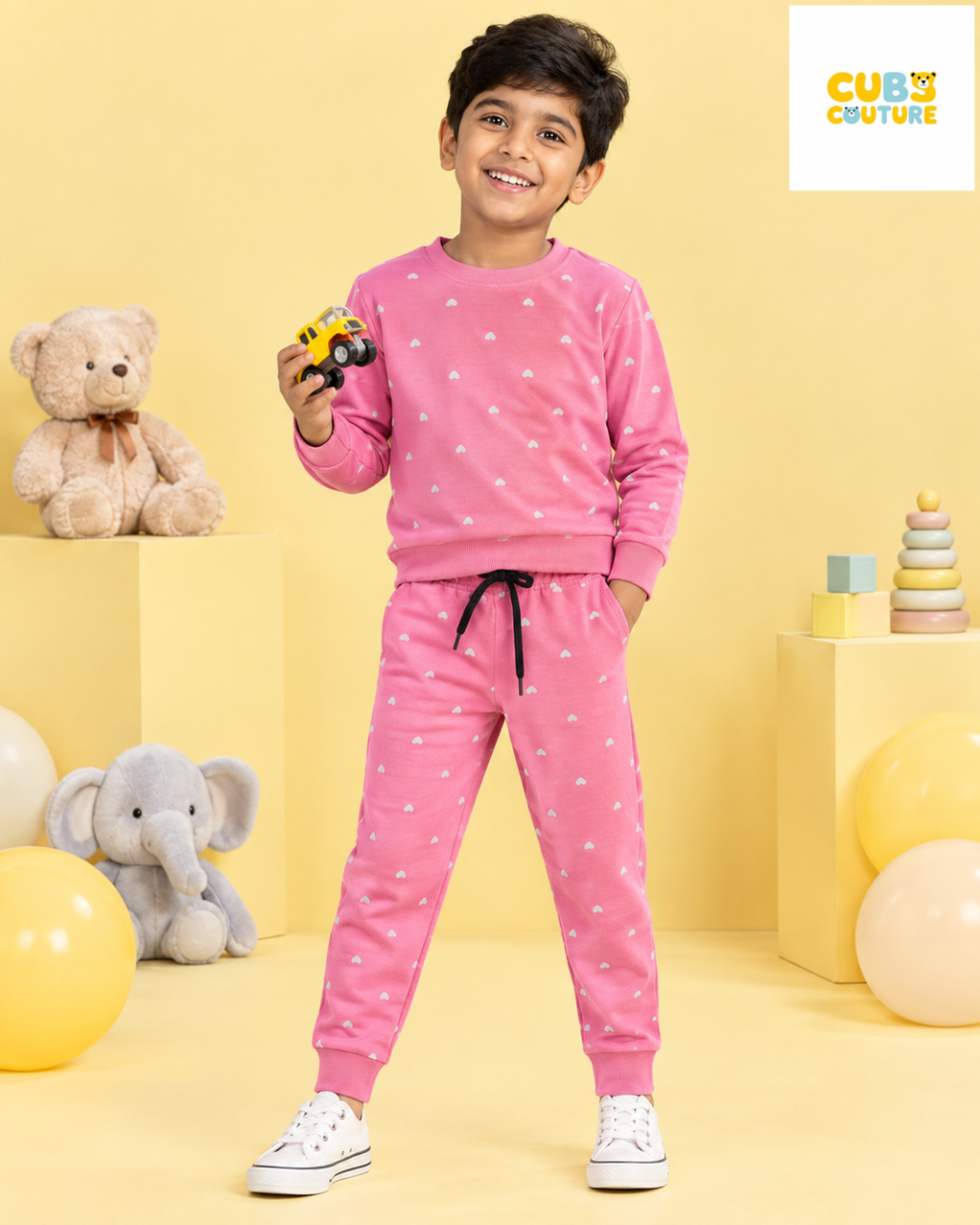Pink Hearts Full Sleeve Co-ords