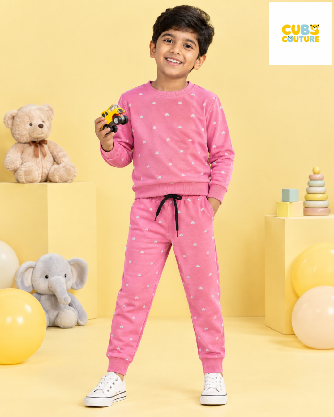 Pink Hearts Full Sleeve Co-ords