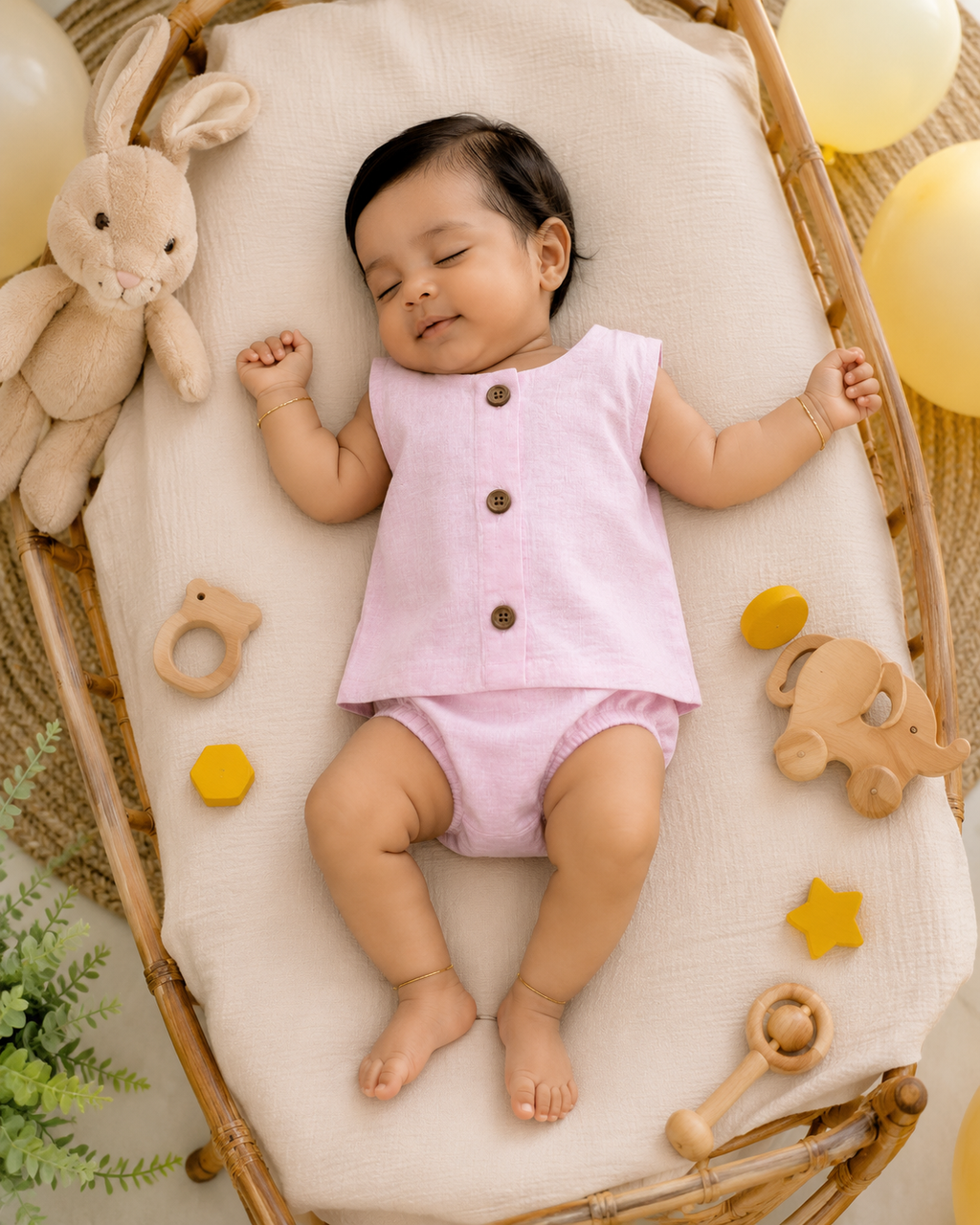 Baby Pink Muslin 2-Layer Jabla