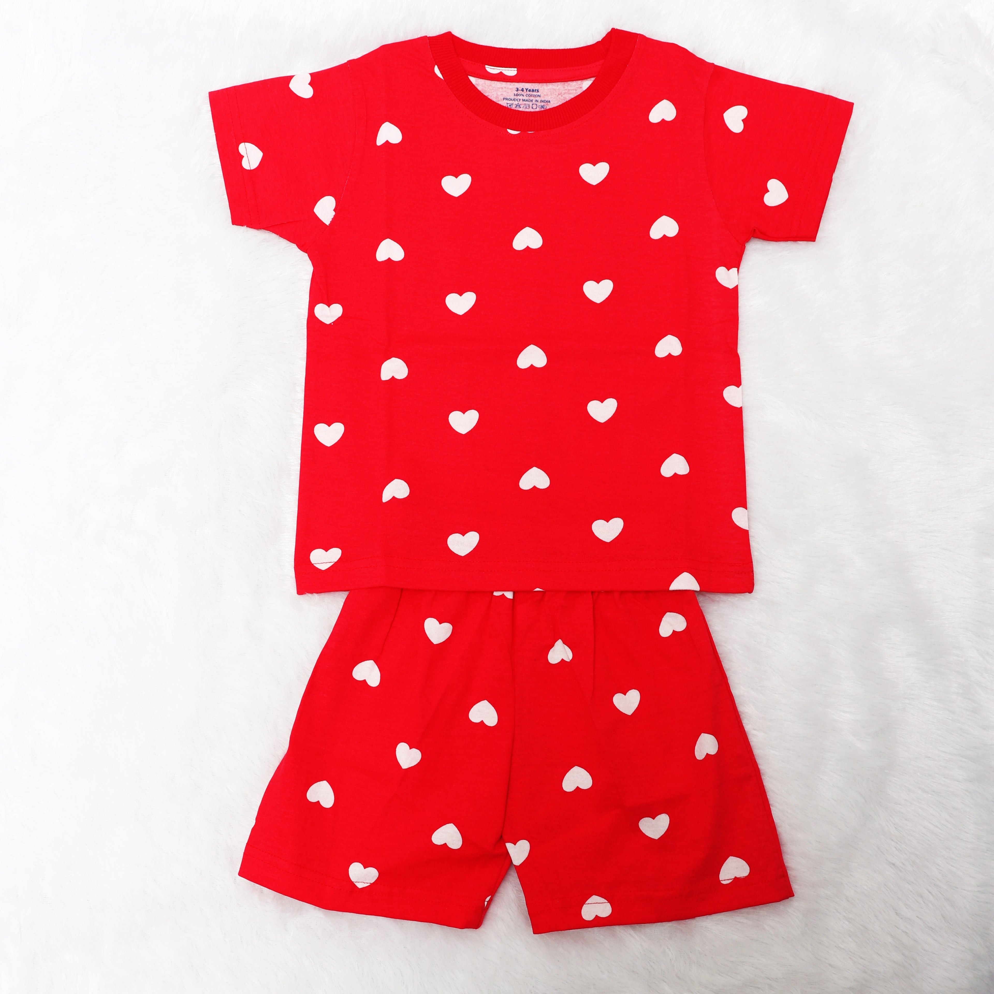 Red Hearts Half Sleeve - Shorts Co-Ords