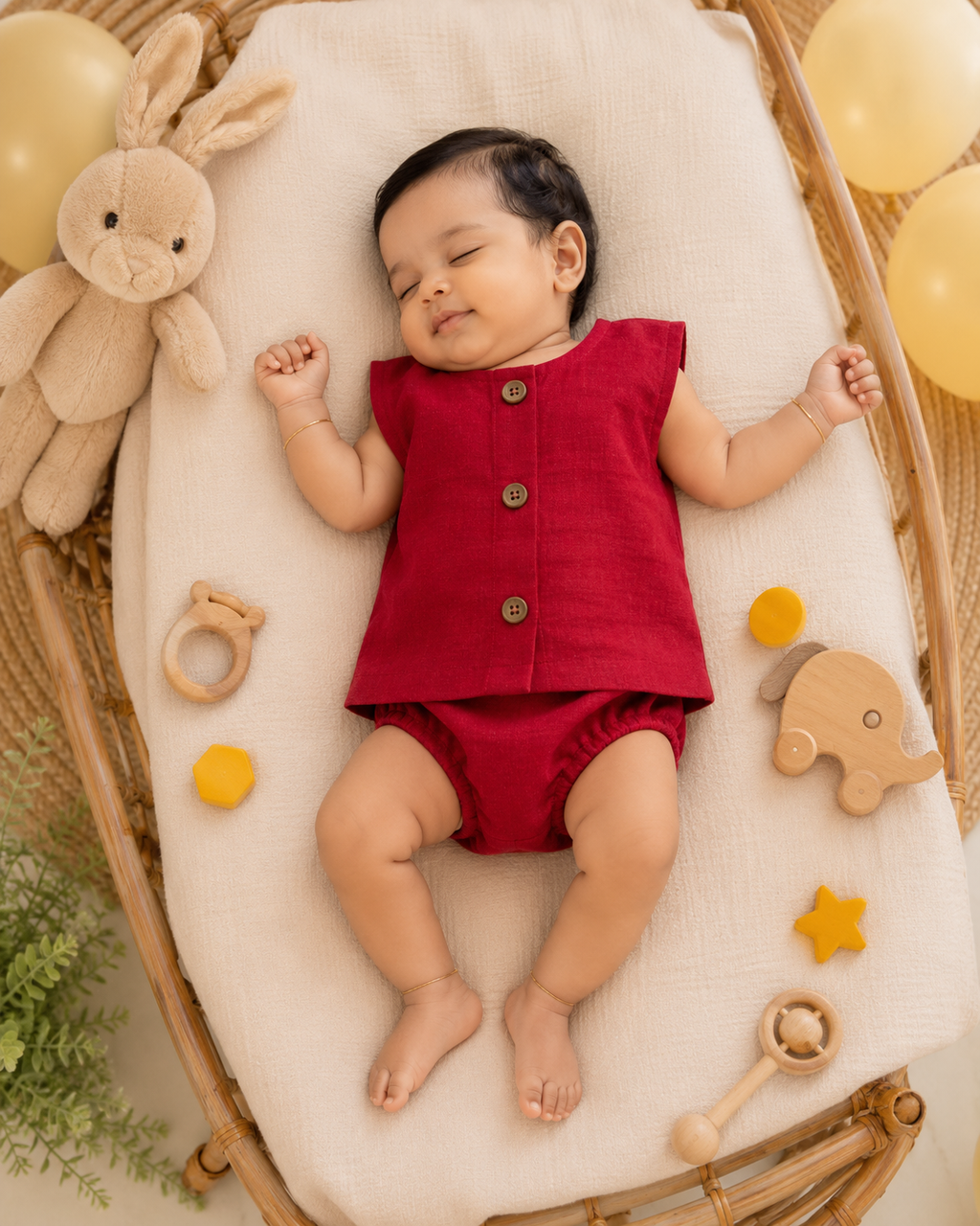 Cherry Red Muslin 2-Layer Jabla