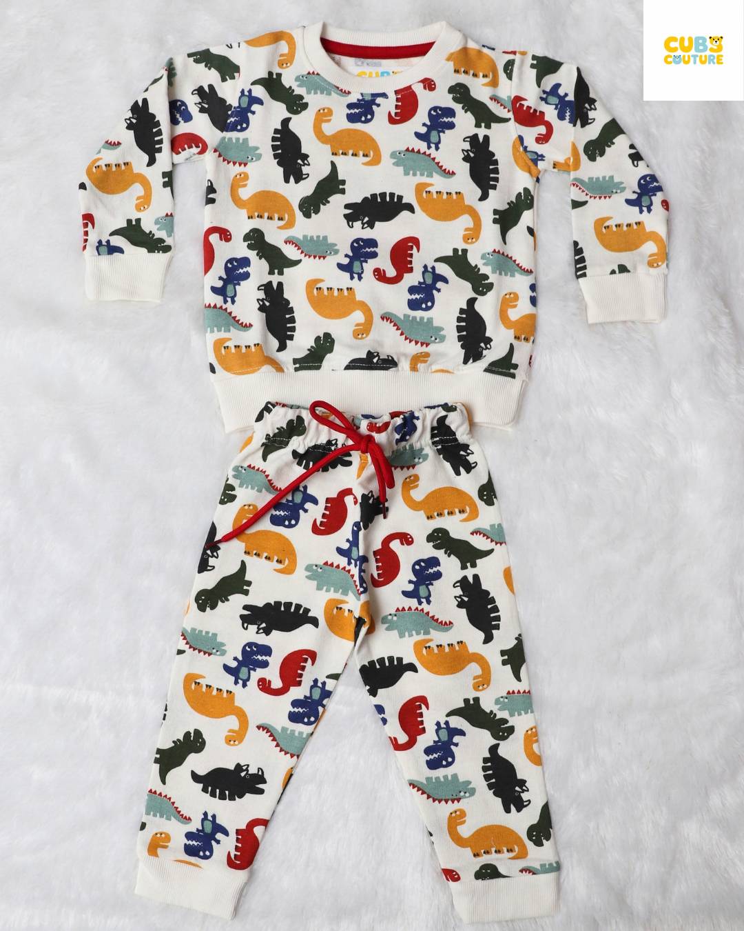 White Dino Full Sleeve Co-ords
