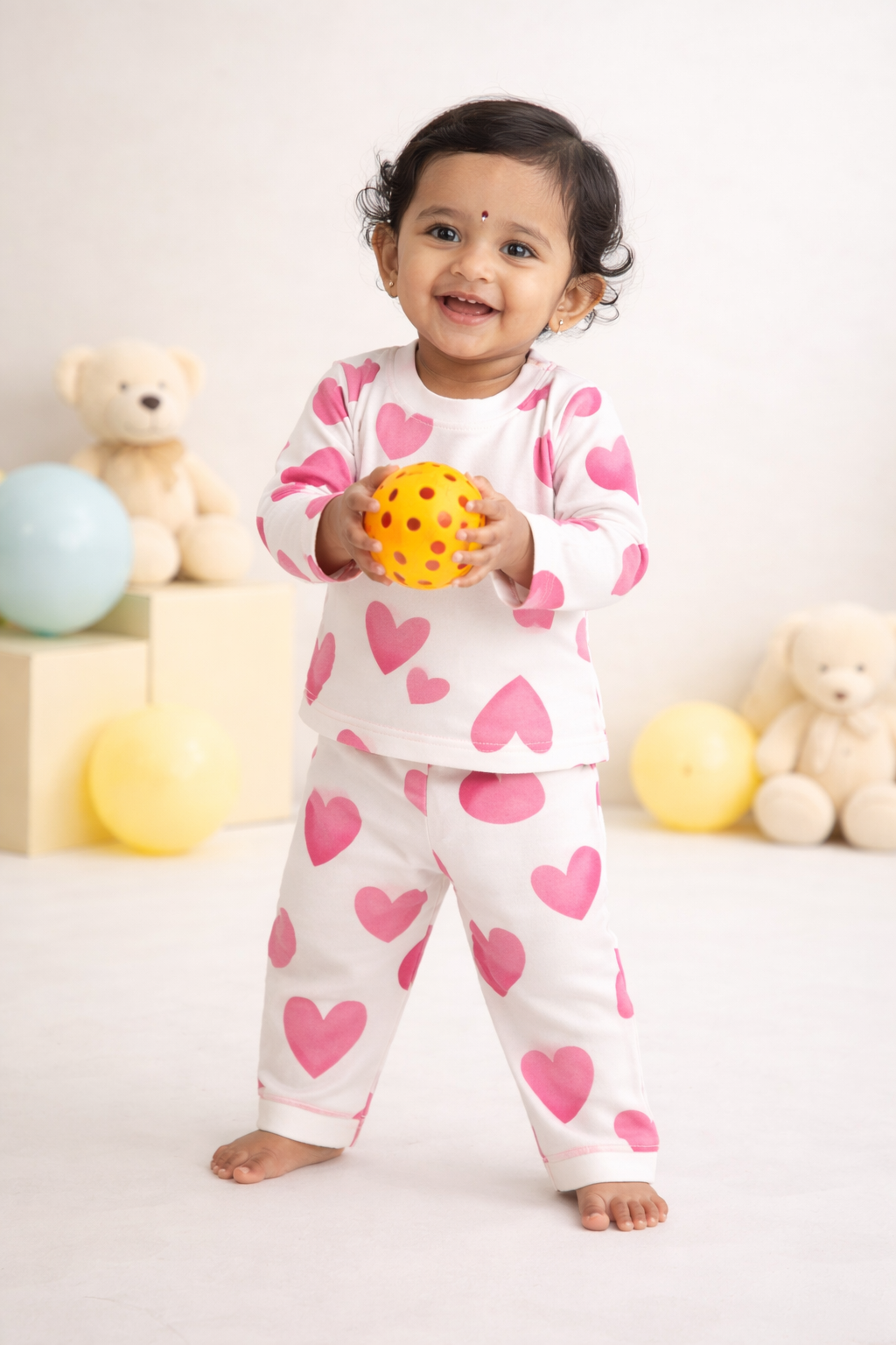 White-Pink Hearts Co-ords