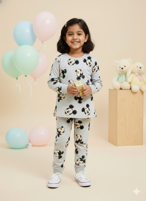 Grey Mickey Full-Sleeve Co-Ords